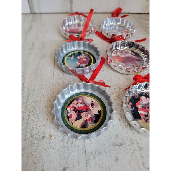 Trim a tree coke bottle caps coca cola Santa Claus ornament Xmas vintage set - Picture 2 of 9